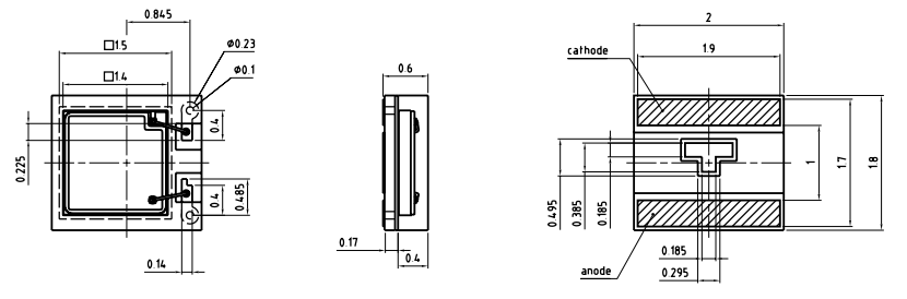 Mechanical Drawing - ams OSRAM SFH 2704 CHIPLED® Silicon PIN Photodiode